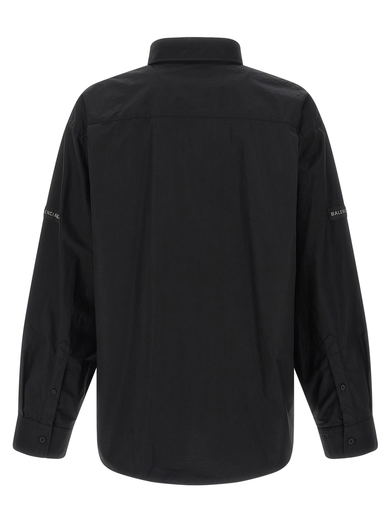 Logo patch shirt Black Cotton Shirt, Blouse
