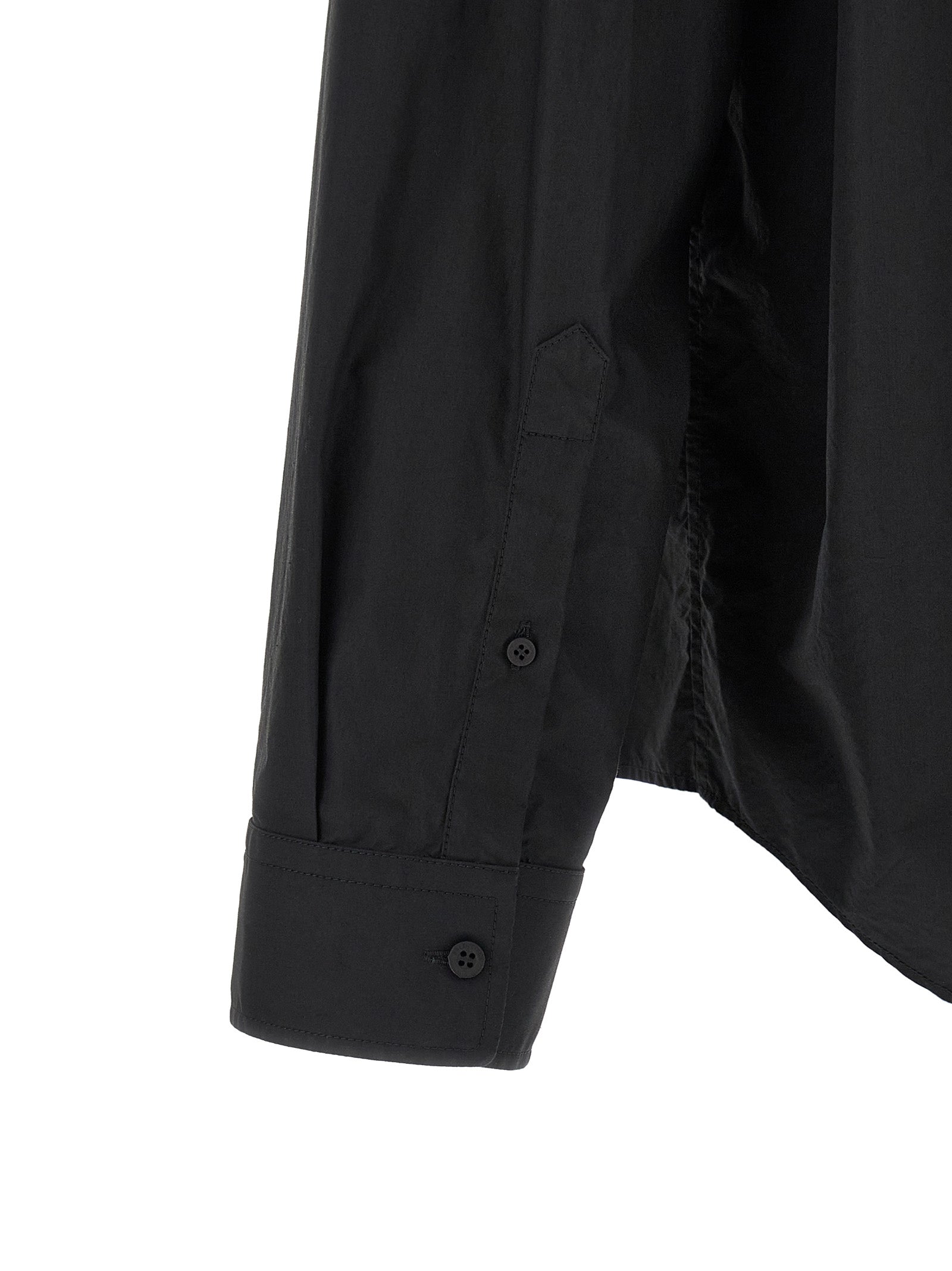 Logo patch shirt Black Cotton Shirt, Blouse