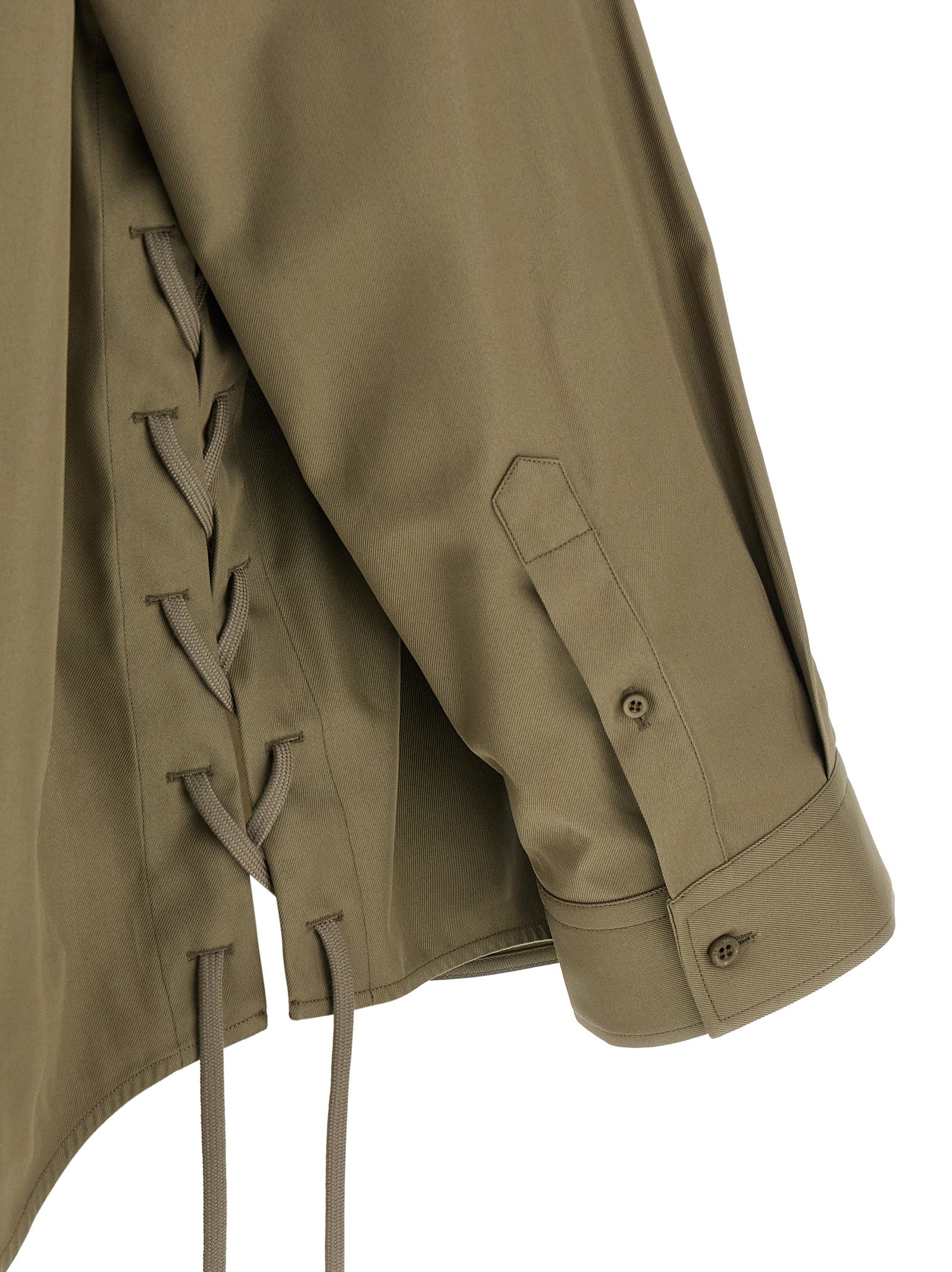 Lace-Up shirt Green Cotton Shirt, Blouse