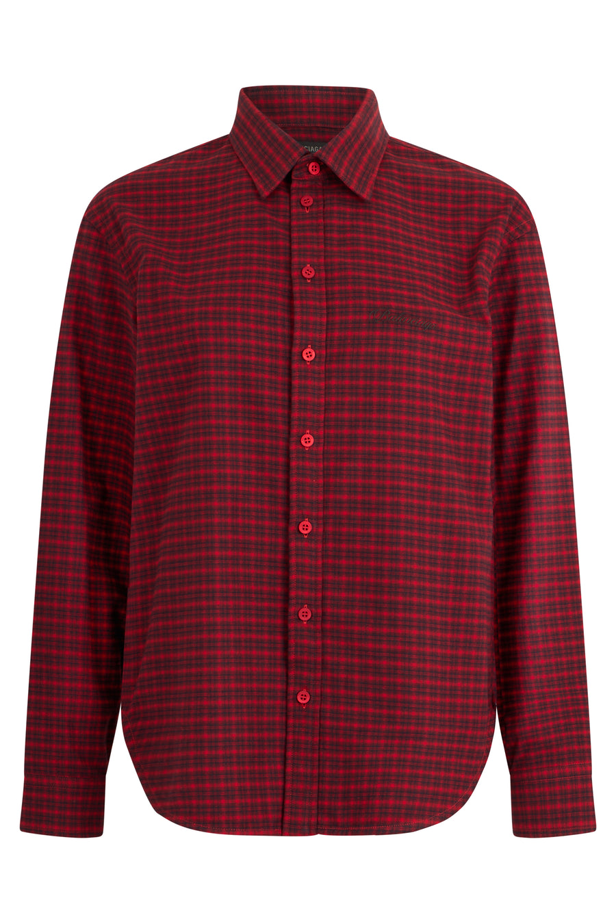 Checked Shirt Burgundy Cotton
