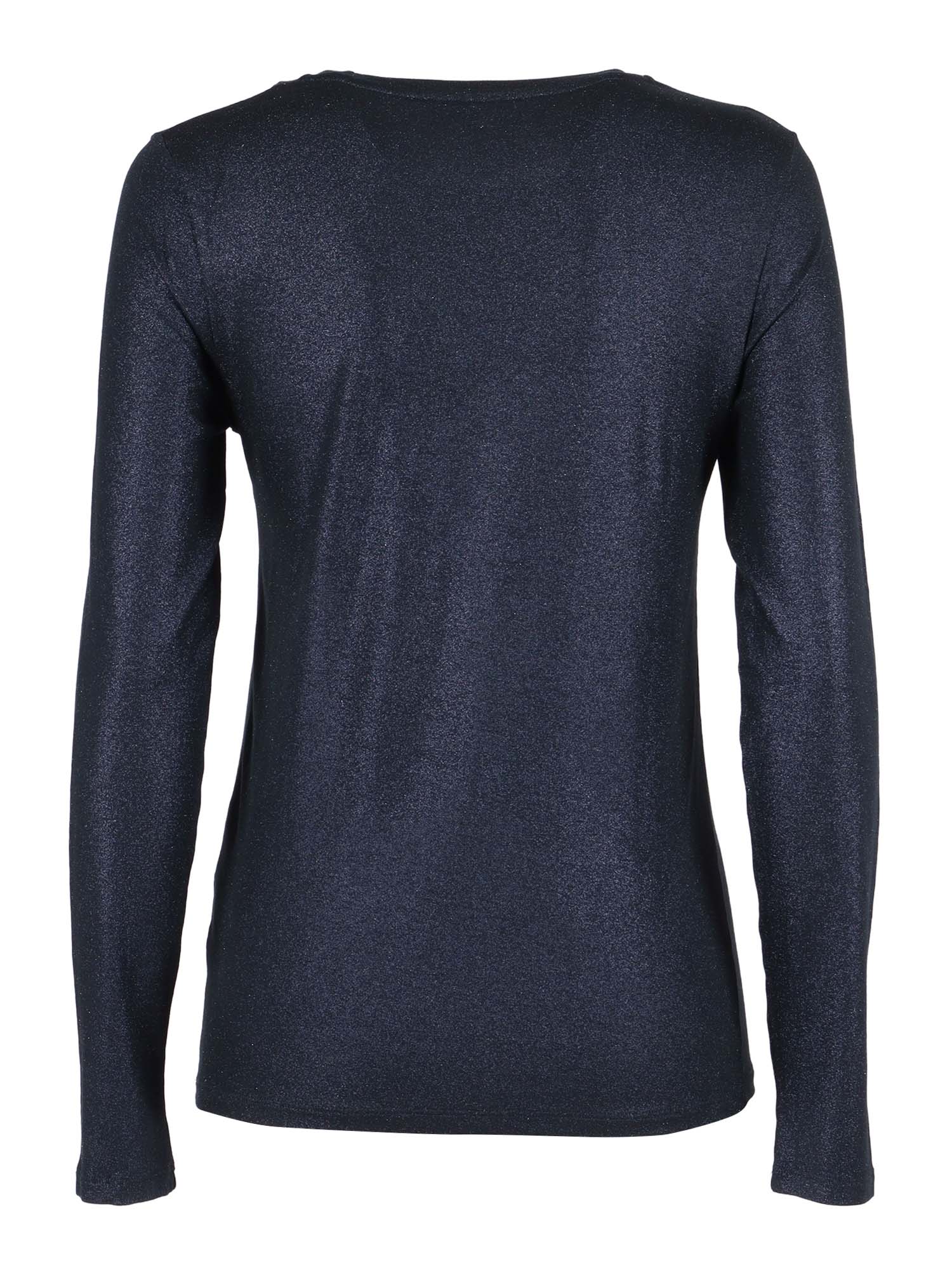 Long sleeve round neck T-shirt Blue Viscose Elastane Sleeves