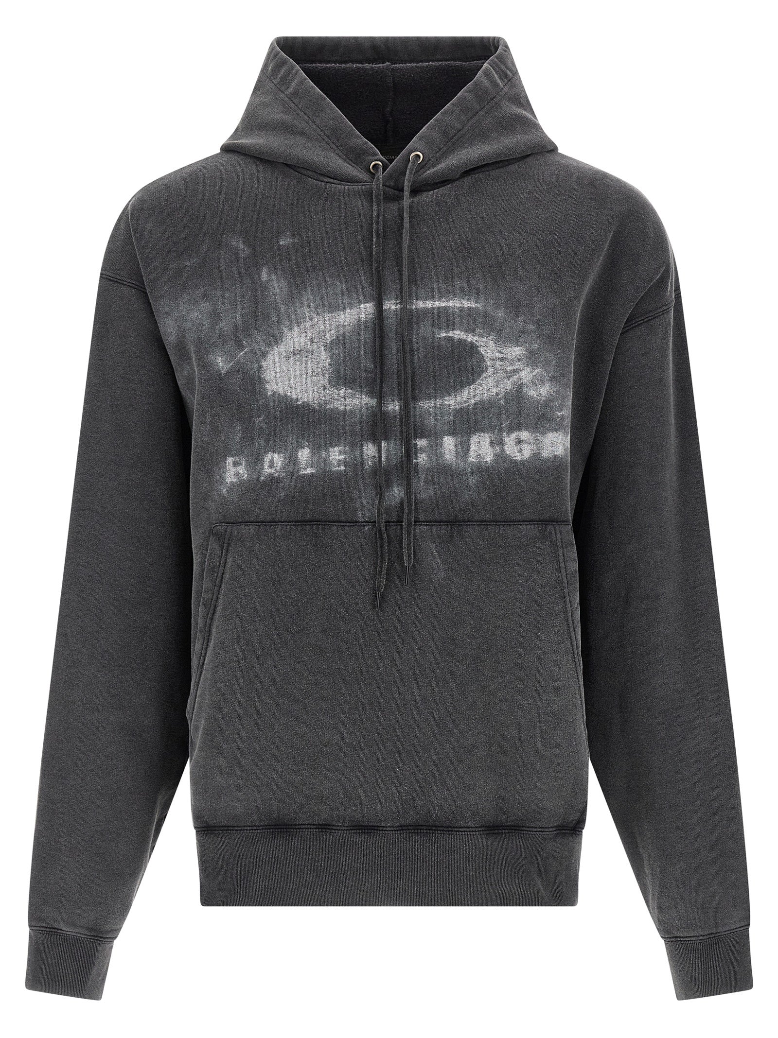 Washed Crayon Loop hoodie White/black Cotton Sweatshirt