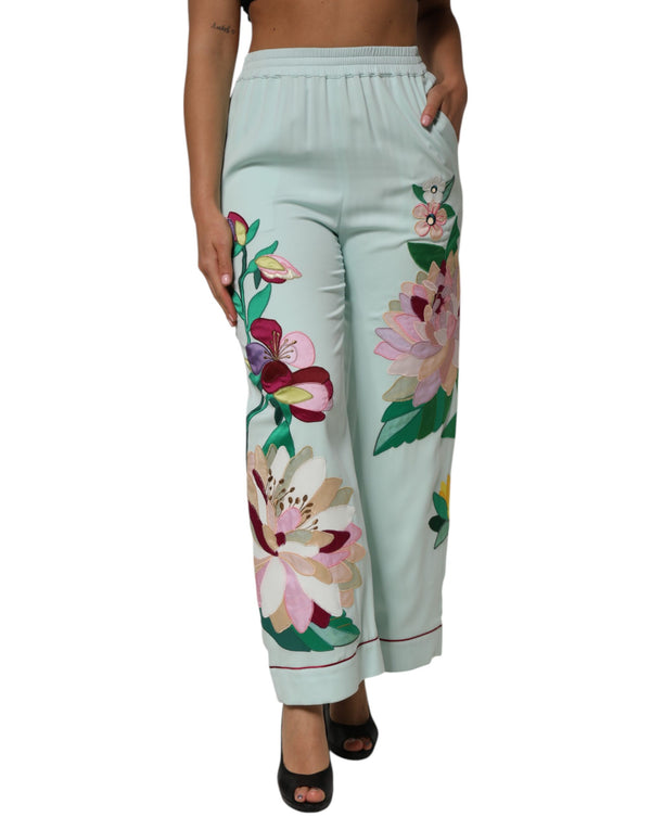 Dolce & Gabbana 94% Silk 6% Elastane pajama trousers in green