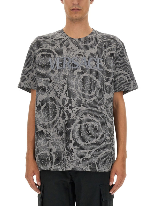 Baroque Logo T-Shirt Grey Cotton T-shirts