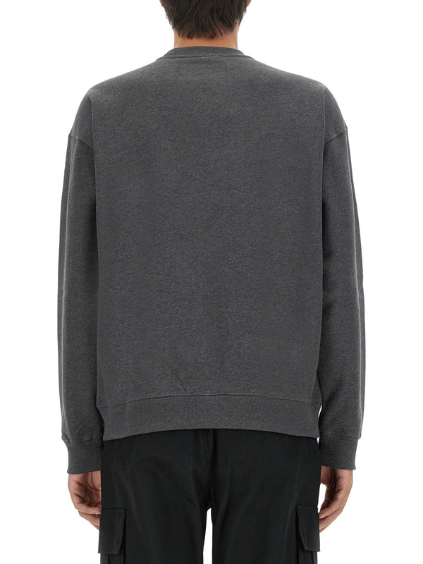 Sweatshirt With Crocodile Logo Grey Cotton Sweatshirts