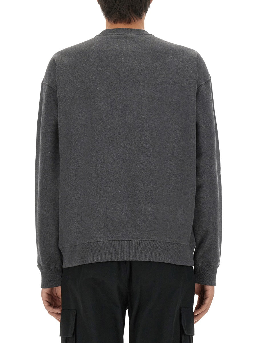 Sweatshirt With Crocodile Logo Grey Cotton Sweatshirts
