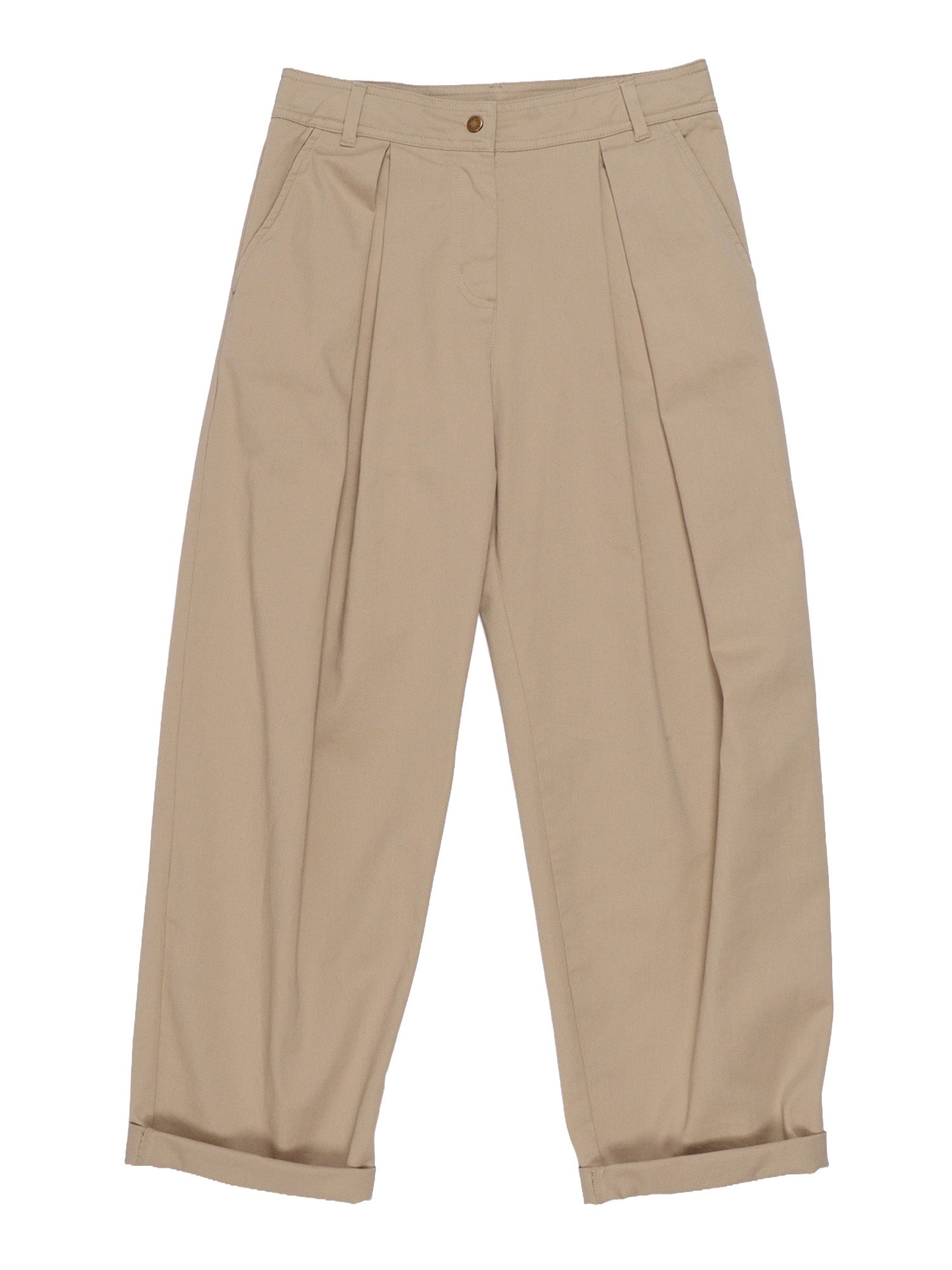 TROUSERS Beige Elastane Cotton Pant