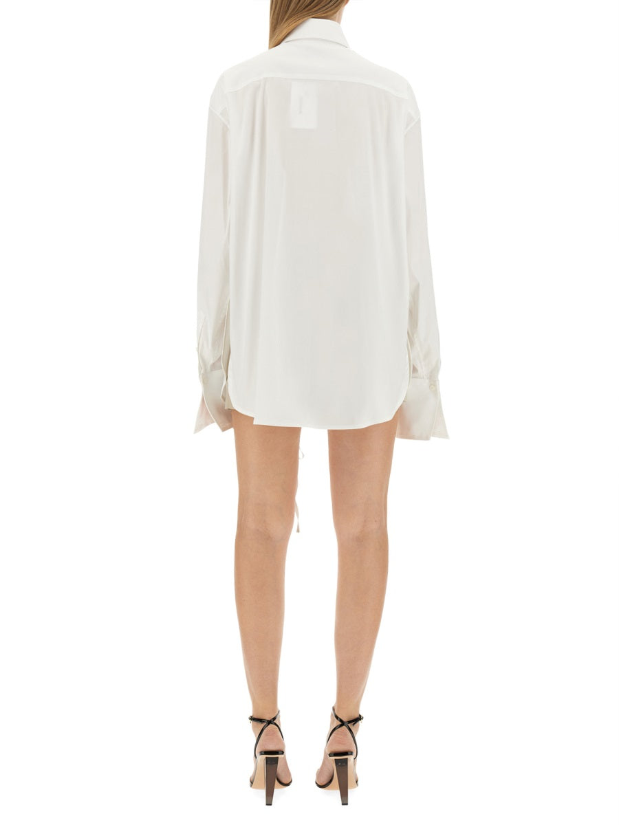 Drawstring Shirt White Viscose Cotton