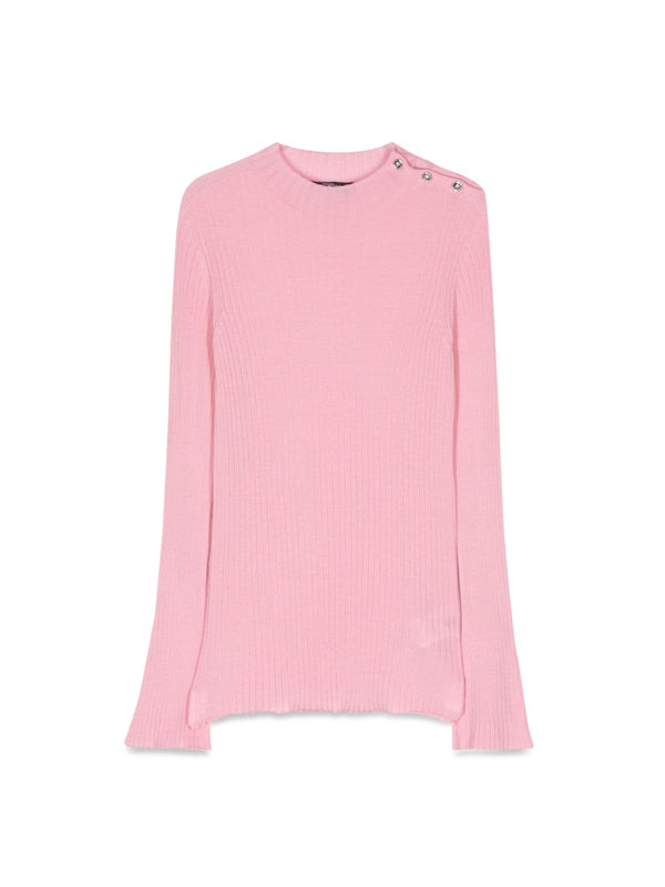 Knit Sweater Rib Series Pink Pure Virgin Wool Jumpers