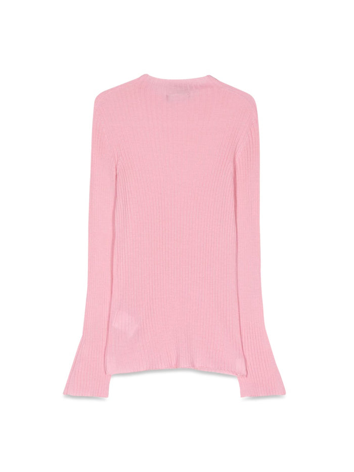 Knit Sweater Rib Series Pink Pure Virgin Wool
