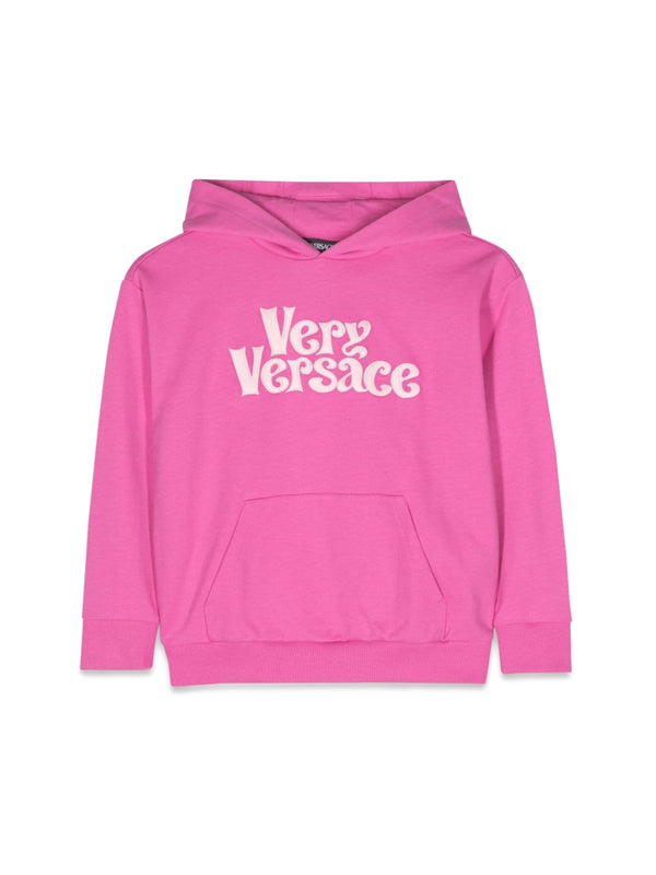 Fleece Sweatshirt With Pink Embroidery Cotton Sweatshirts