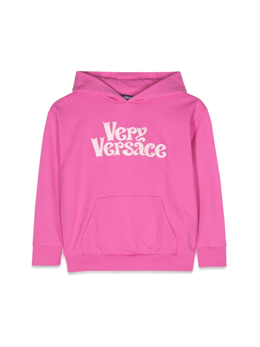 Fleece Sweatshirt With Pink Embroidery Cotton Sweatshirts