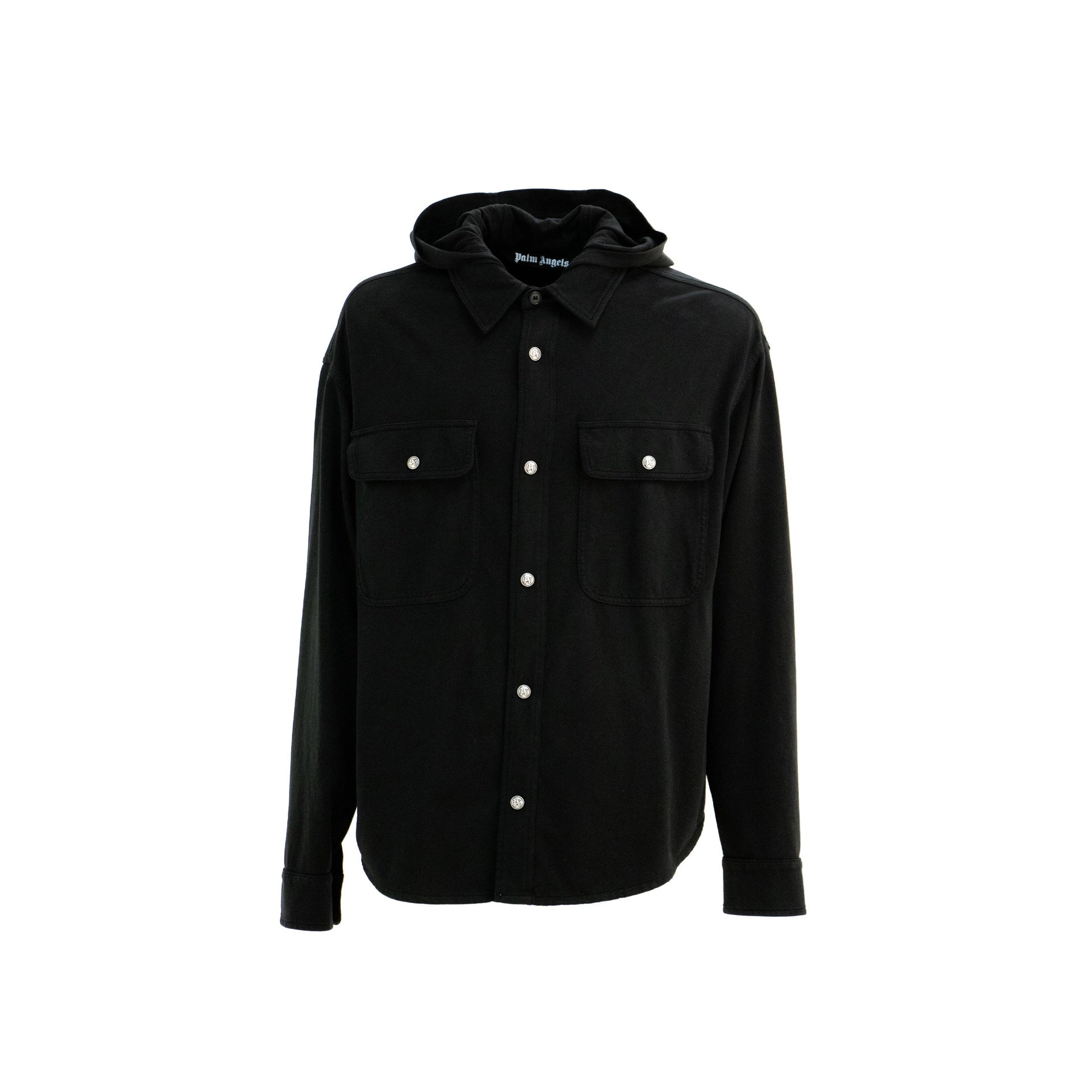 Classic Logo Hooded Overshirt Black Cotton