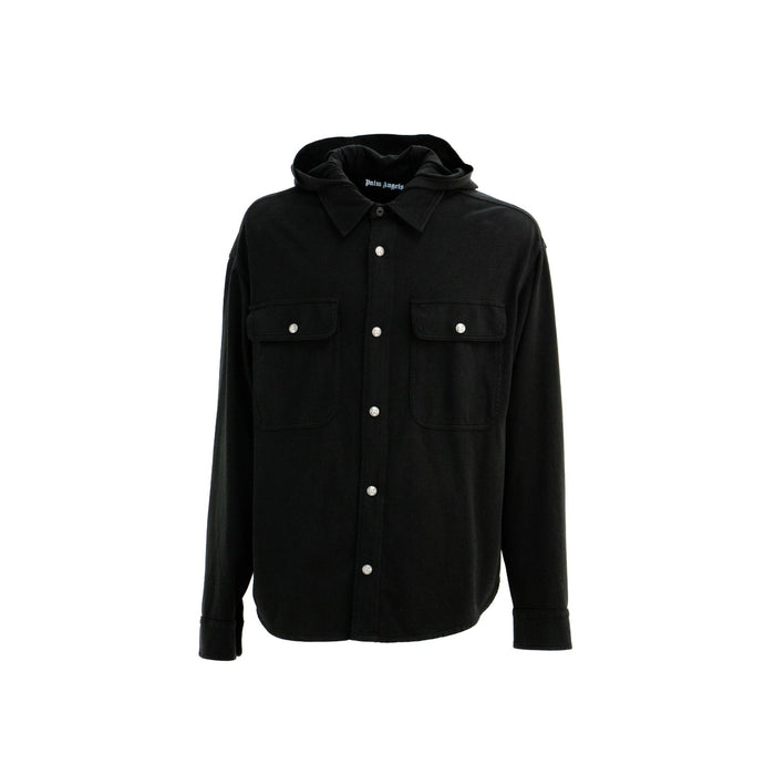 Classic Logo Hooded Overshirt Black Cotton