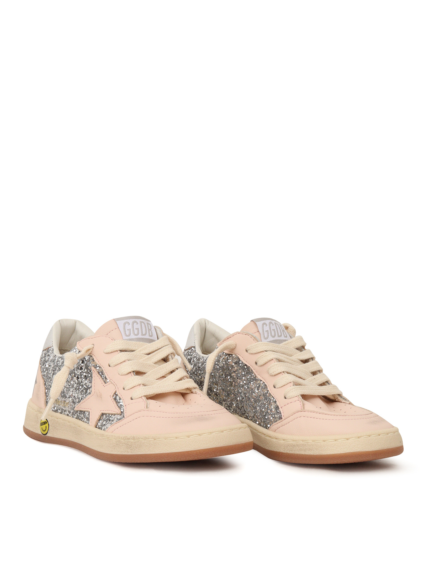 SNEAKERS BALLSTAR GLITTER UPPER NAPPA TOE STAR AND SPUR LAMINATED HEEL SILVER-LIGHT PINK Kid