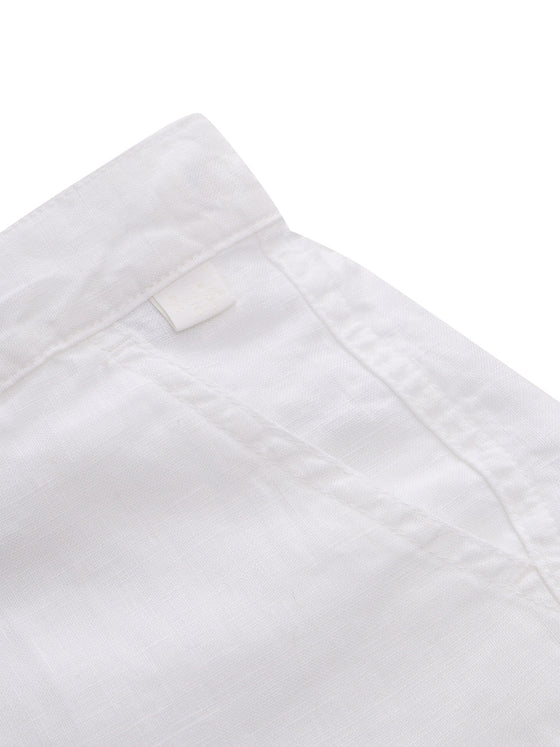 White Linen Bermuda Pocket Lining Cotton Short