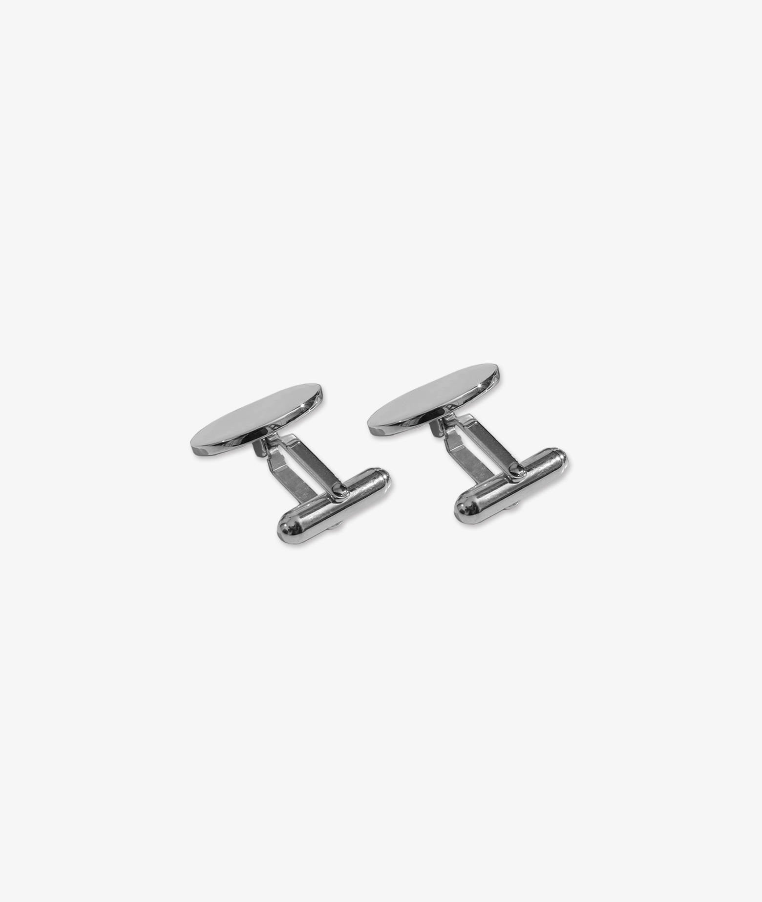 Oval Plain Cufflinks Silver