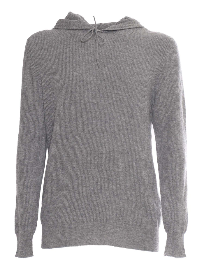 HODDED PULLOVER Grey Wool Crewneck