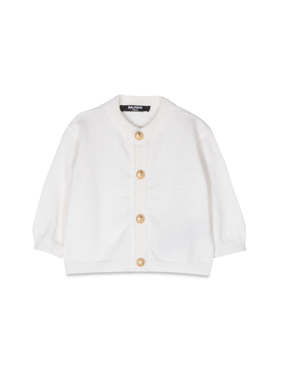 Cardigan With Buttons White Merino Wool Jumpers