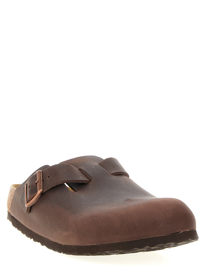 Boston sabots Brown Calfskin Leather Flat Shoes