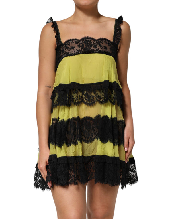 Dolce & Gabbana 65% Silk babydoll chemise in yellow