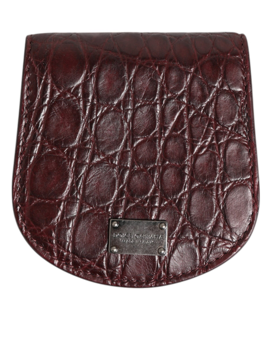 Dolce & Gabbana 100% Caiman Leather coin purse in burgundy