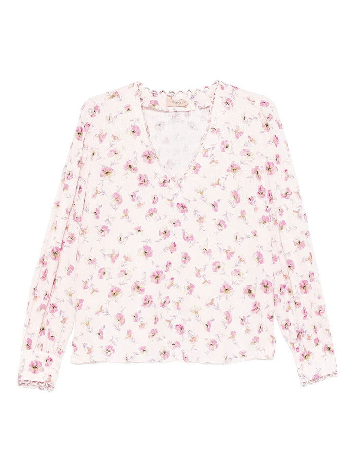 Blusa Stampa Fiore Pink & Purple Top