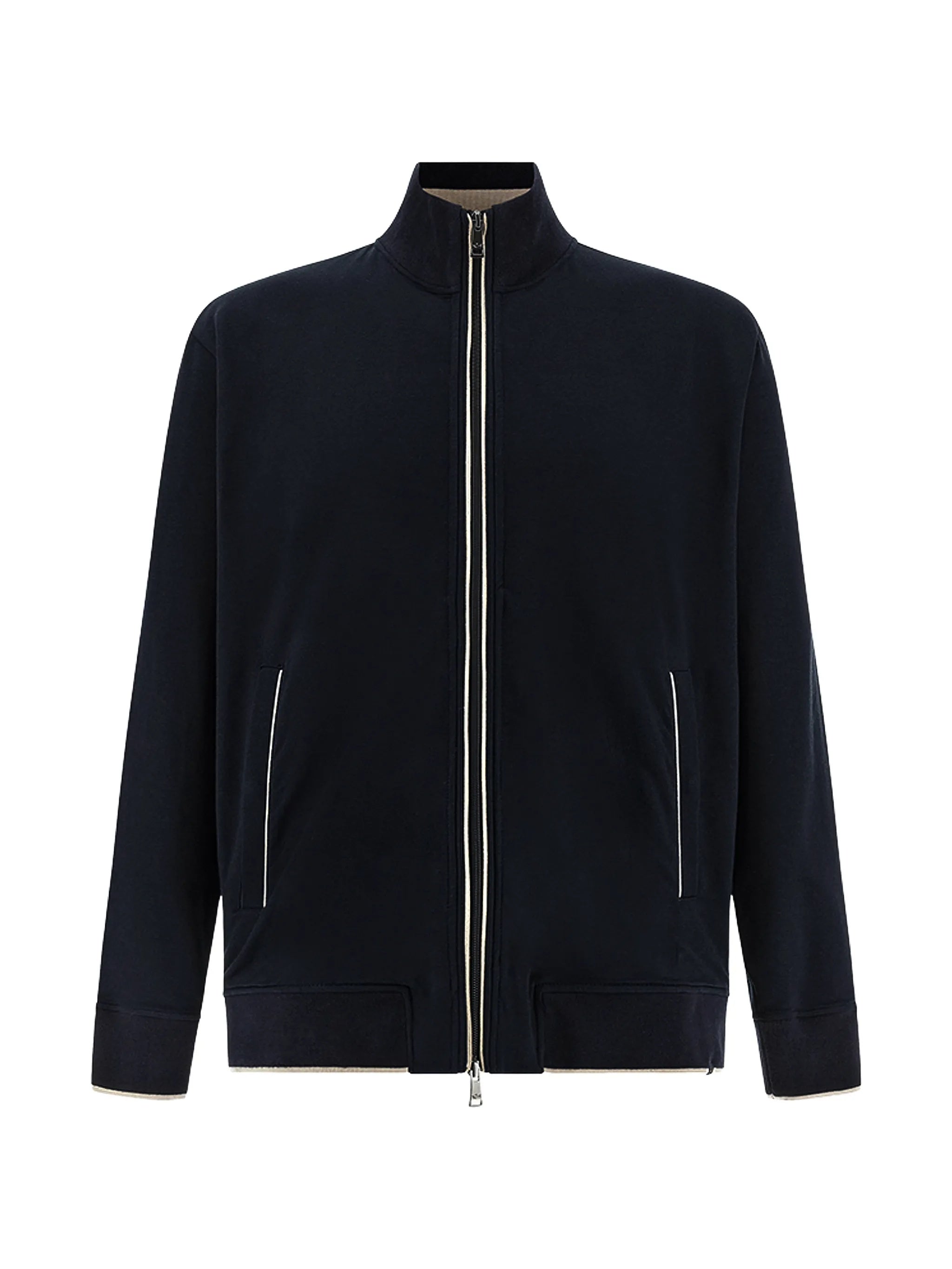 Felpa Zip Cotone Lyocell Blue