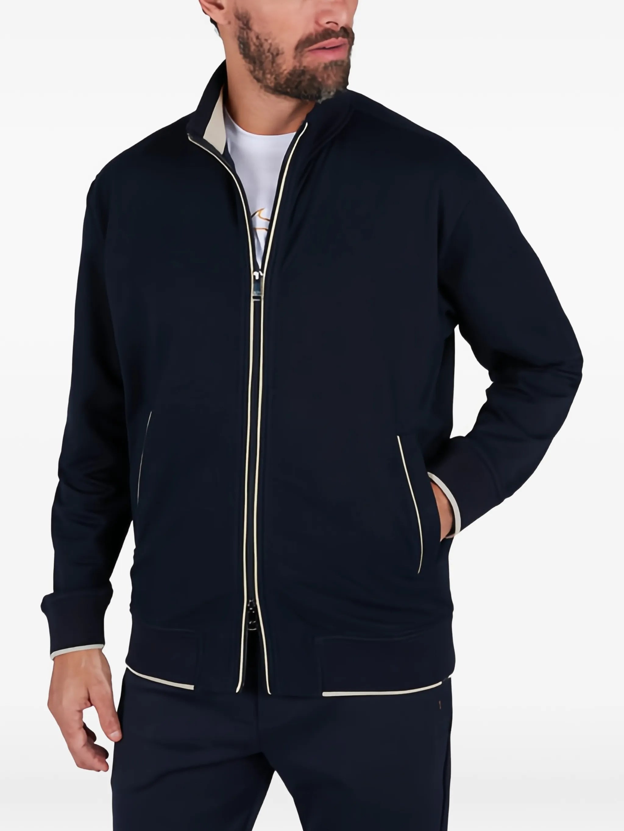 Felpa Zip Cotone Lyocell Blue