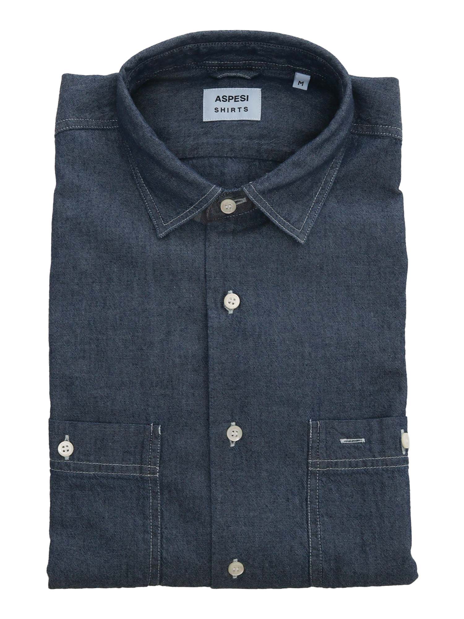 Man Shirt Blue Cotton