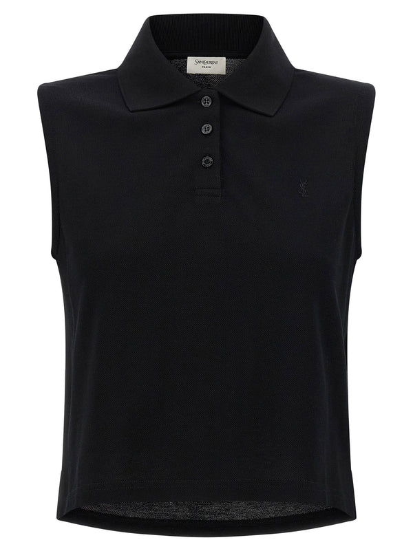 Saint Laurent Cassandre Embroidered Polo Shirt
