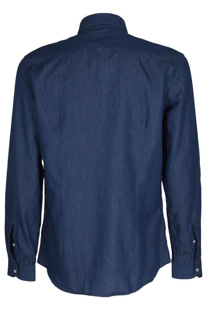 Collo Francese Lavata Blue Cotone Camicia