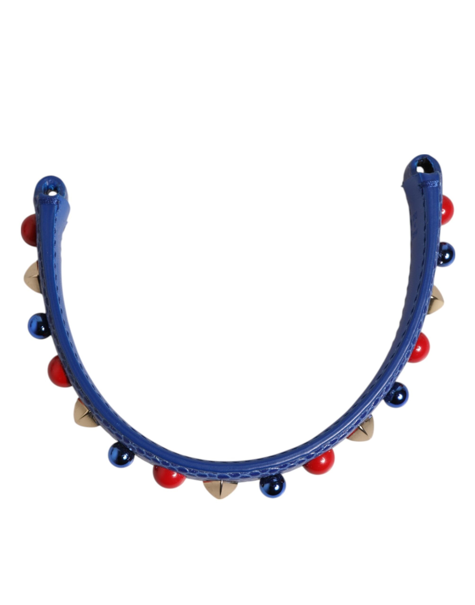 Blue Embellished Leather Bag Handle Women Shoulder Strap Calf Accessory