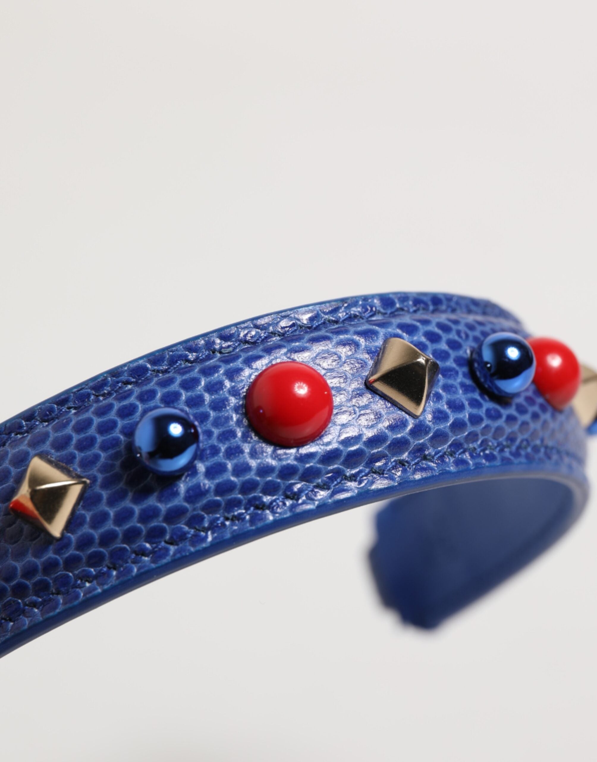 Blue Embellished Leather Bag Handle Women Shoulder Strap Calf Accessory
