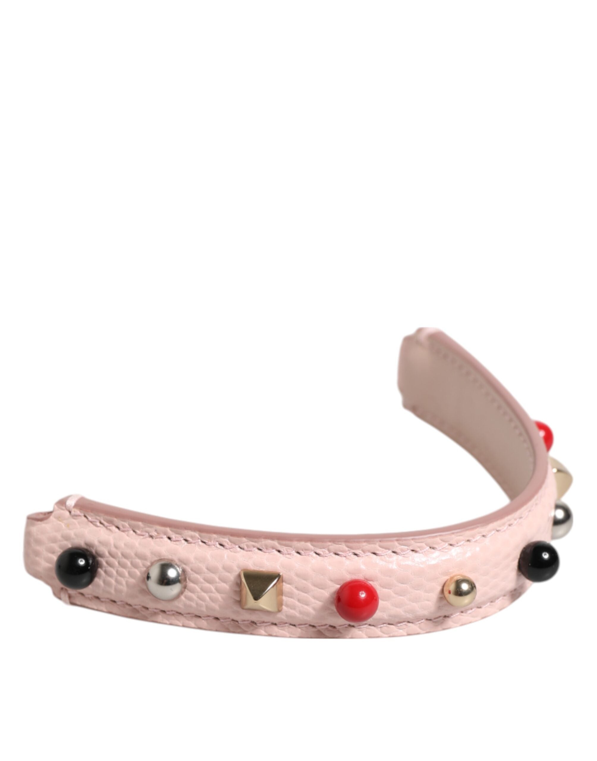 Light Pink Embellished Leather Bag Handle Shoulder Strap Powder Calf Accessory