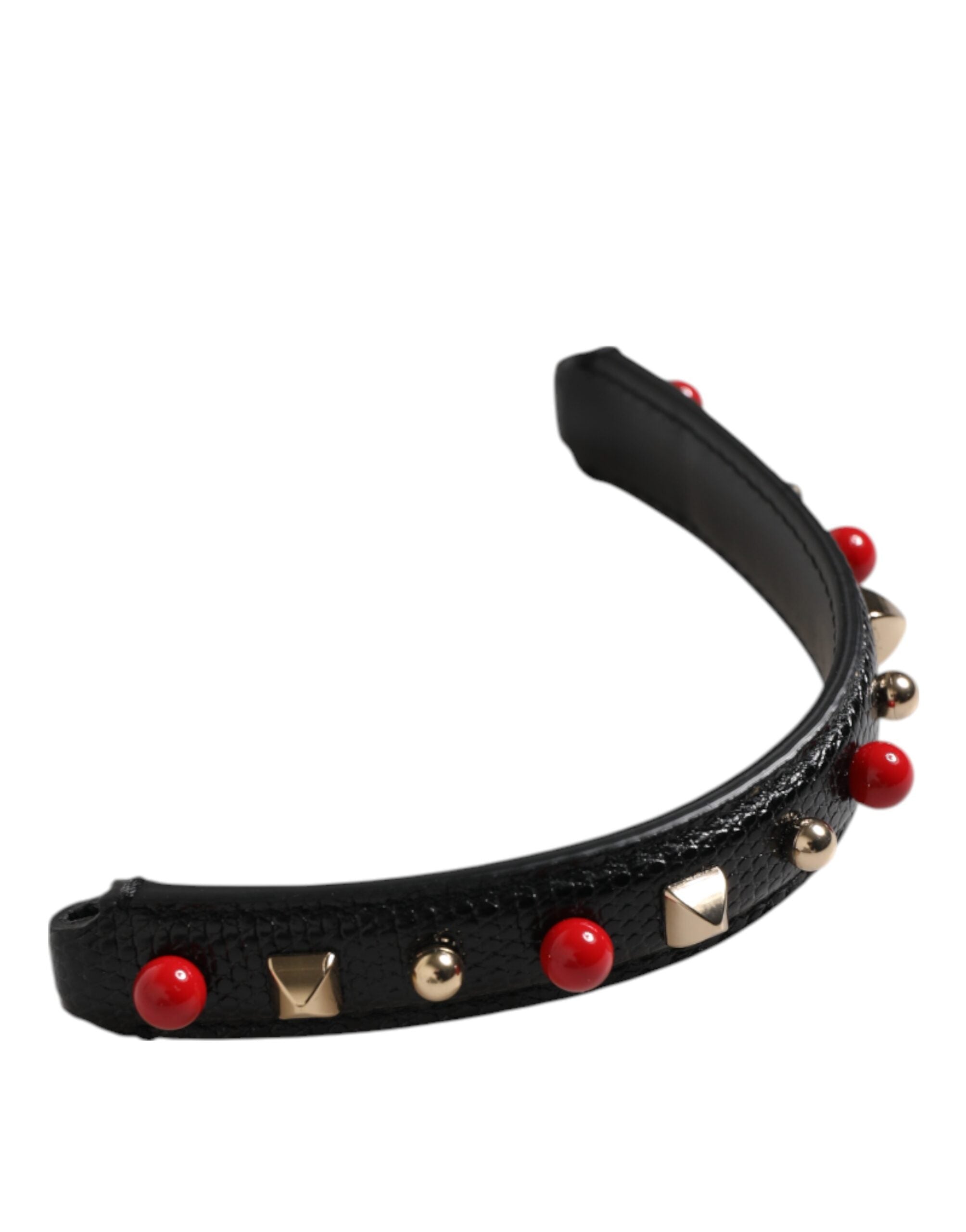 Black Embellished Leather Bag Handle Women Shoulder Strap Calf Accessory