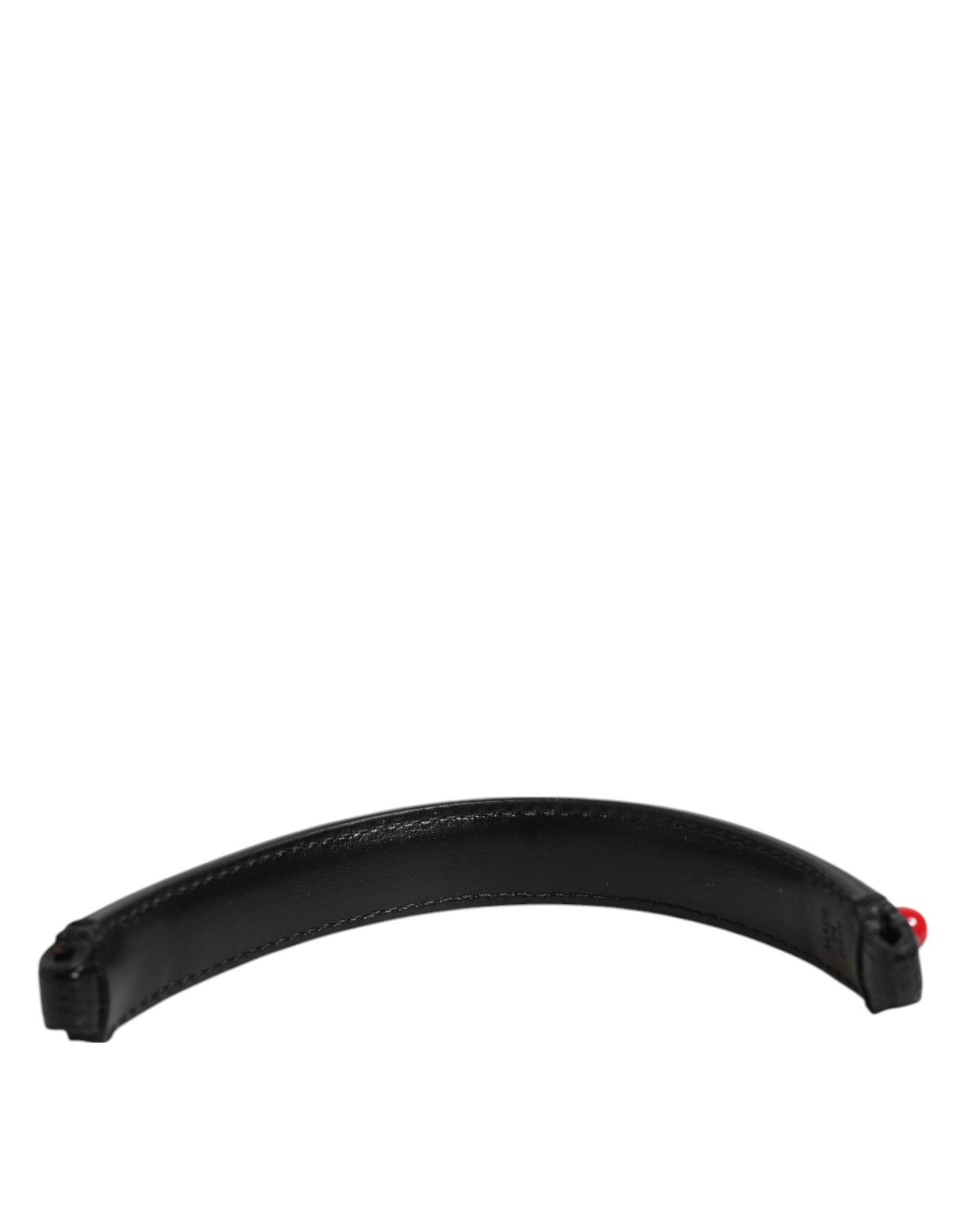 Black Embellished Leather Bag Handle Women Shoulder Strap Calf Accessory
