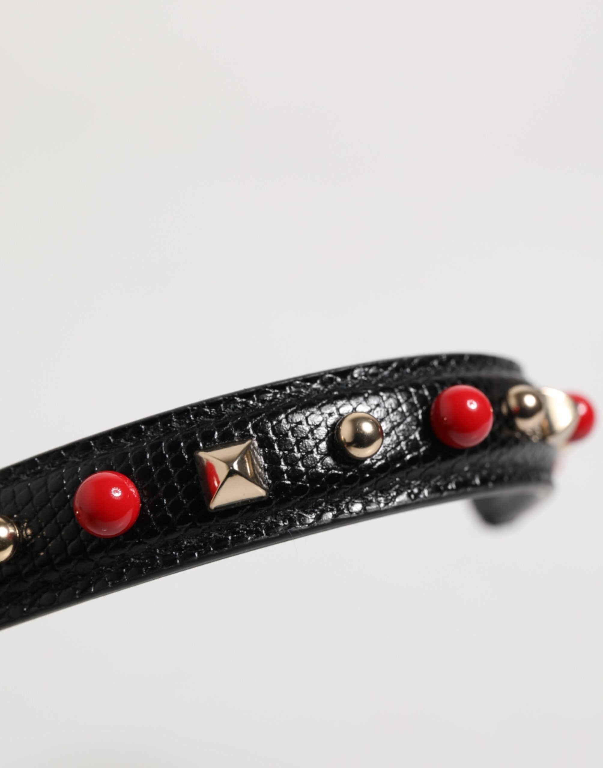 Black Embellished Leather Bag Handle Women Shoulder Strap Calf Accessory