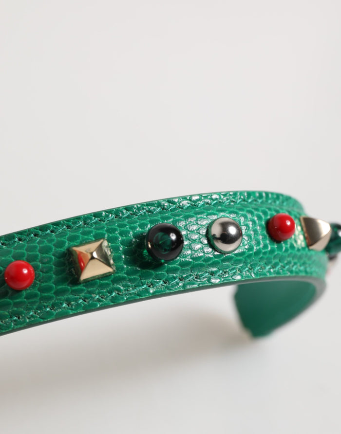Green Embellished Leather Bag Handle Women Shoulder Strap Calf Accessory