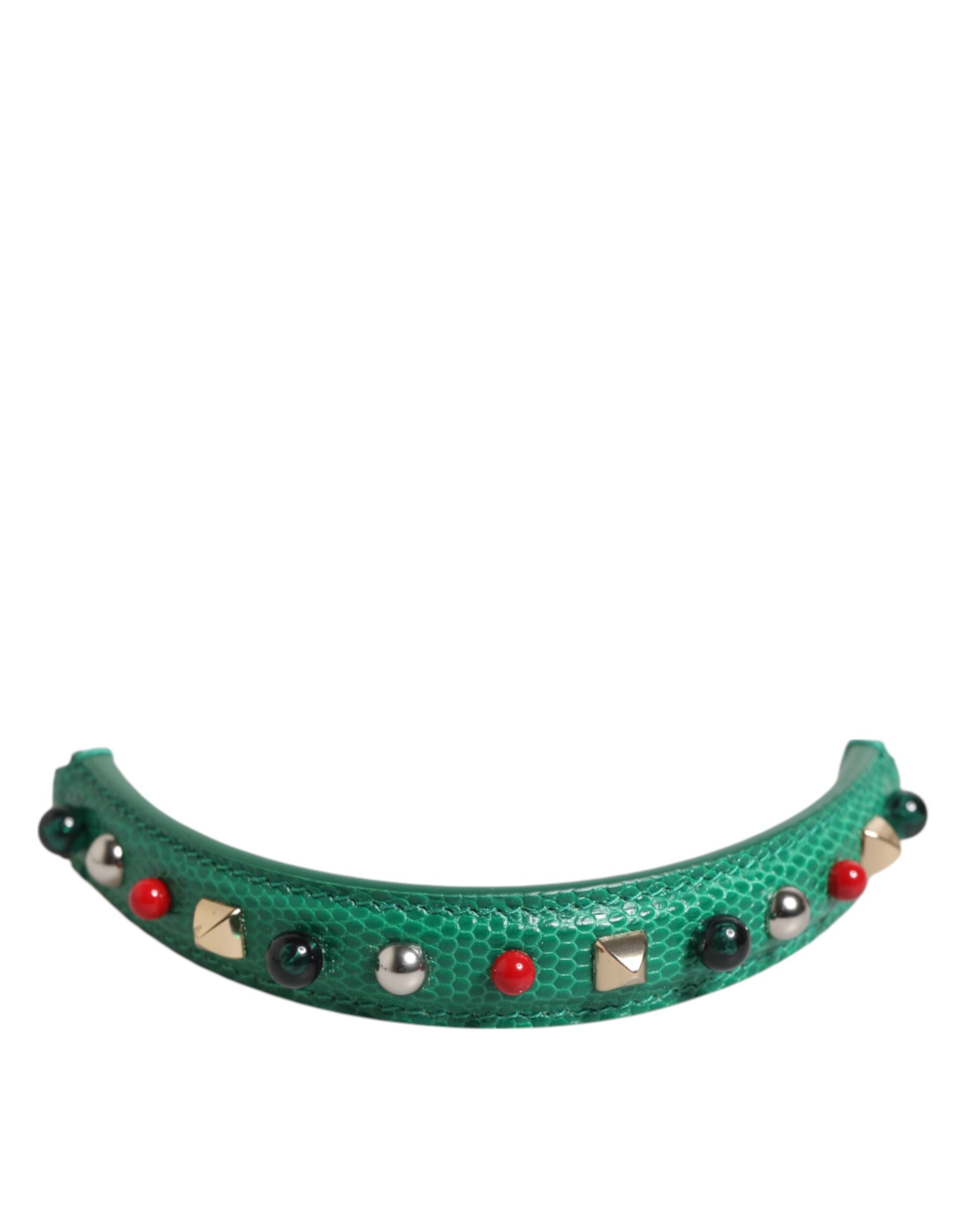 Green Embellished Leather Bag Handle Women Shoulder Strap Calf Accessory