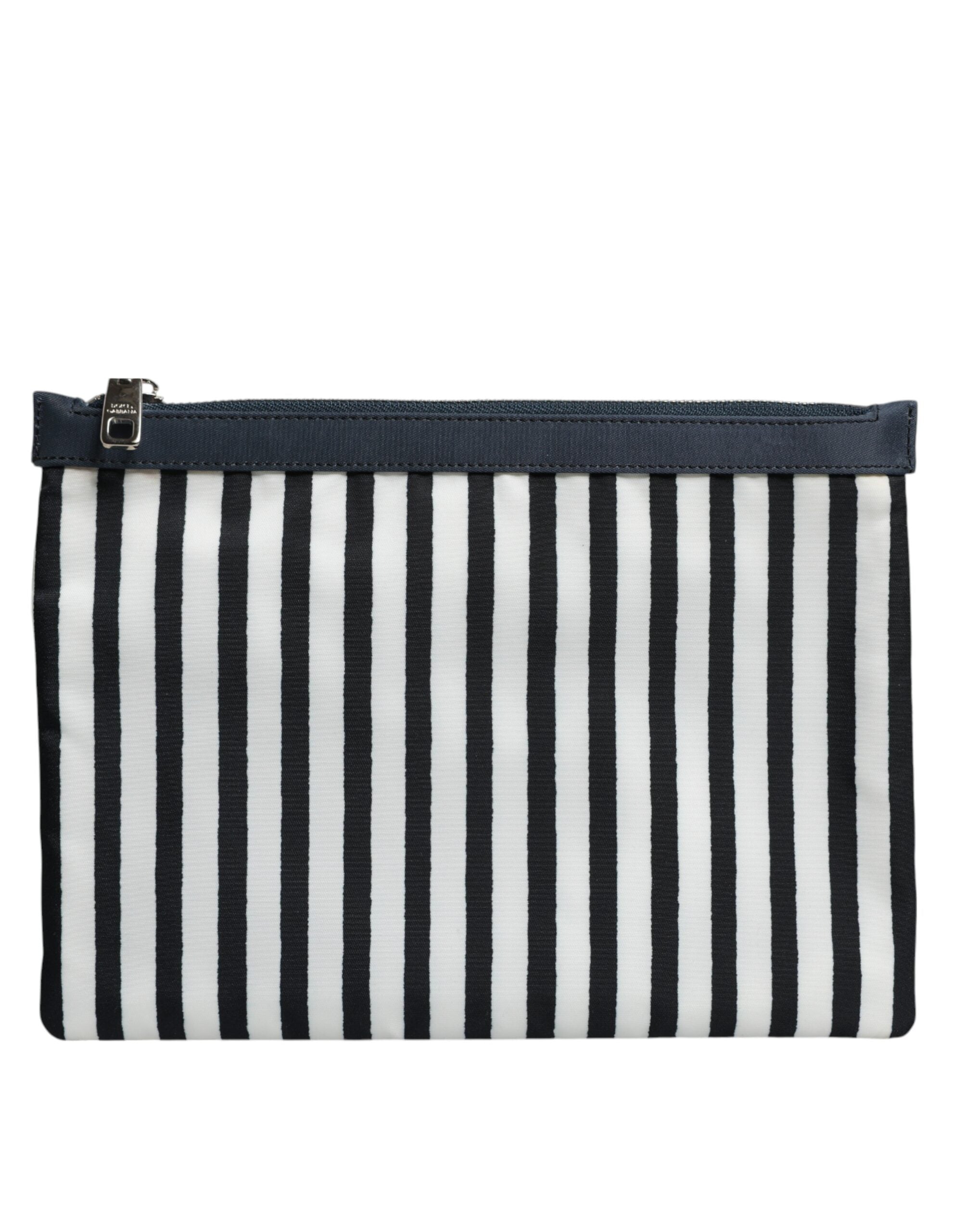 Black White Striped Logo Plaque Clutch Borse Pouch Bag And Nylon Polycarbonate Accessory