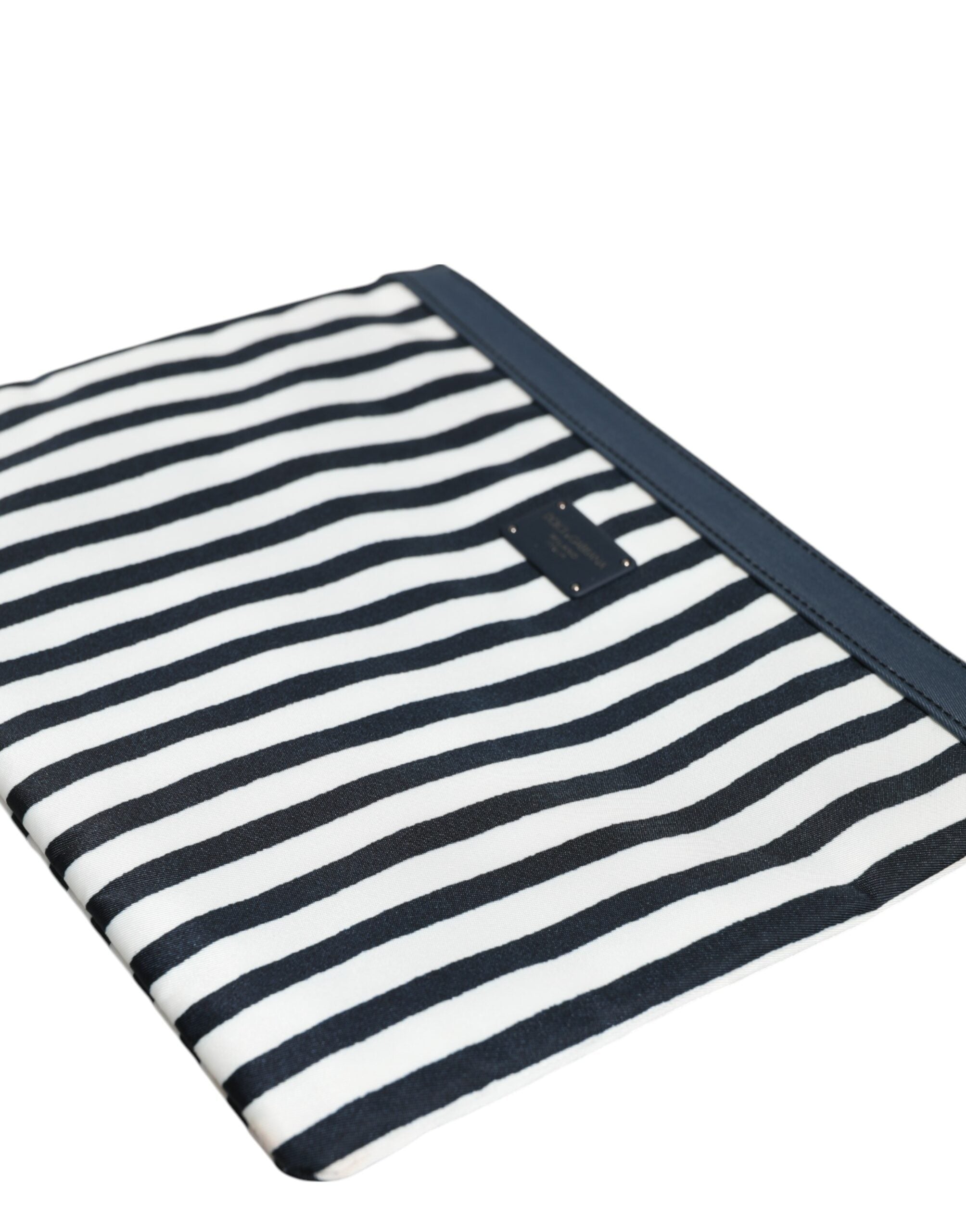 Black White Striped Logo Plaque Clutch Borse Pouch Bag And Nylon Polycarbonate Accessory
