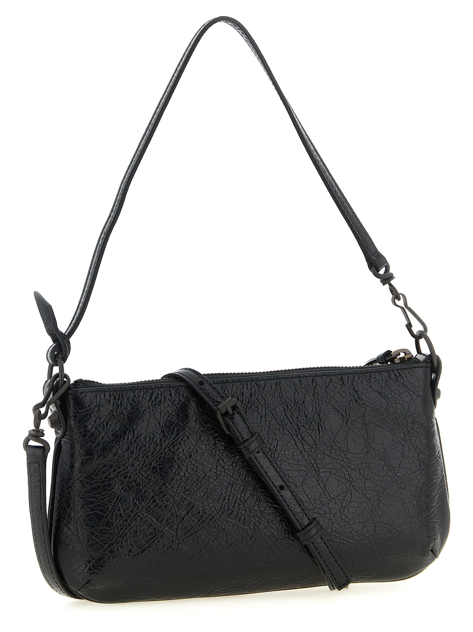 Le City Pouch Black Lamb Leather (ovis Aries) Clutch