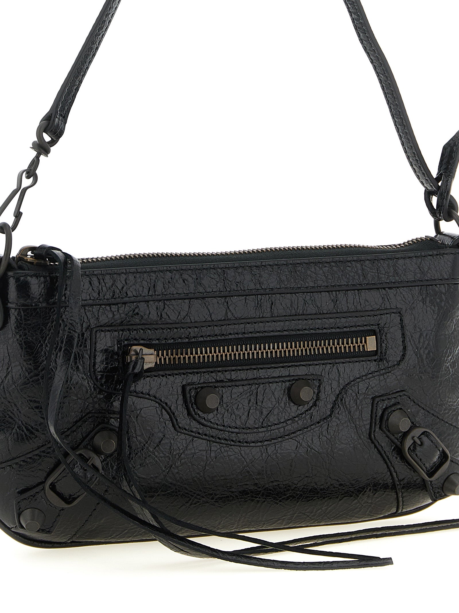 Le City Pouch Black Lamb Leather (ovis Aries) Clutch