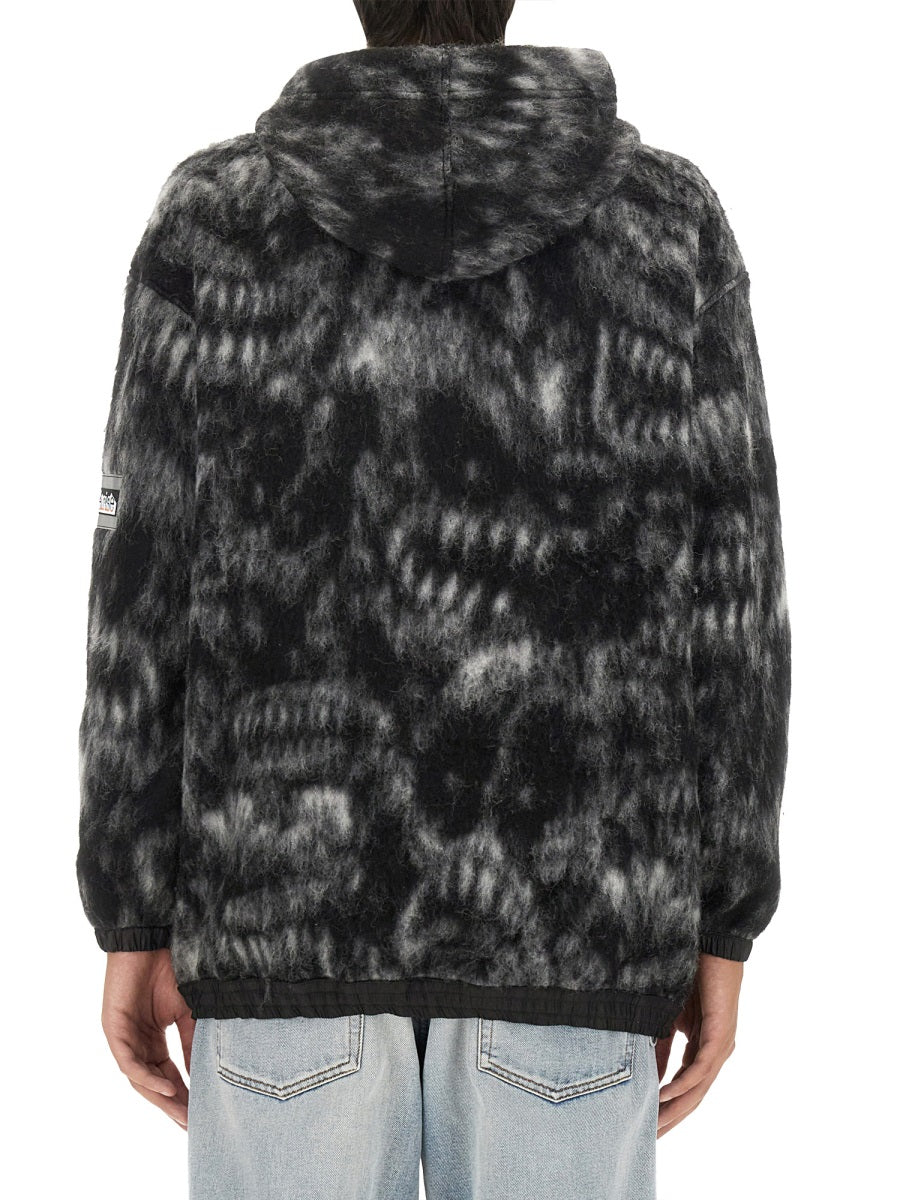 Oversize Sweatshirt Black Virgin Wool Polyester Acrylic Sweatshirts