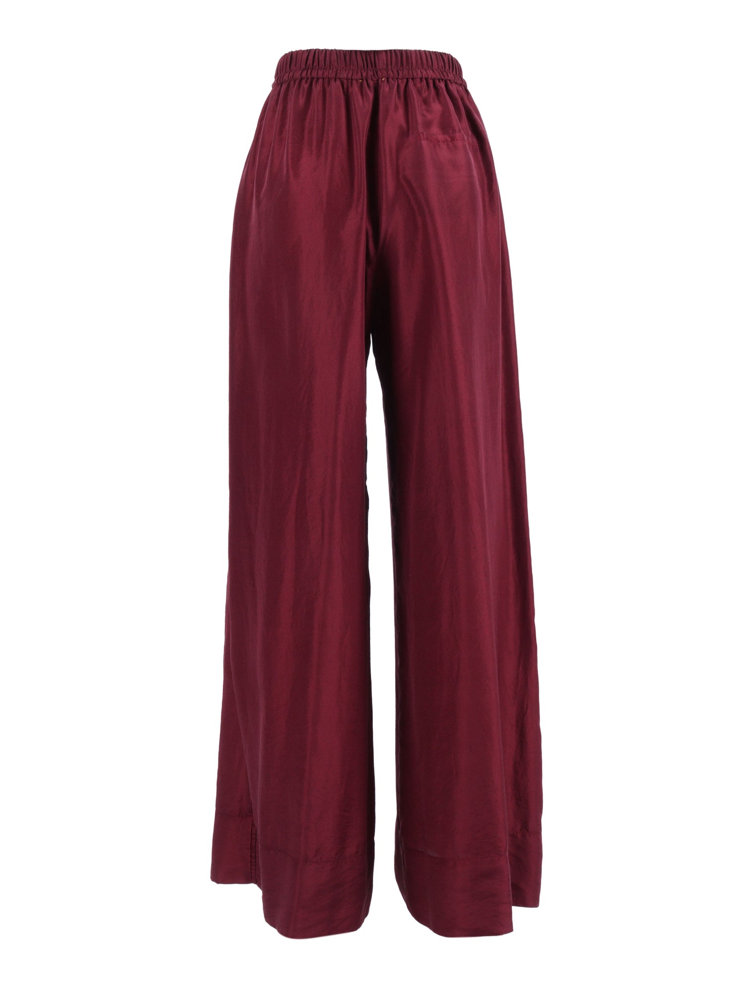 Drawstring Trousers Silk Habotai Bordeaux