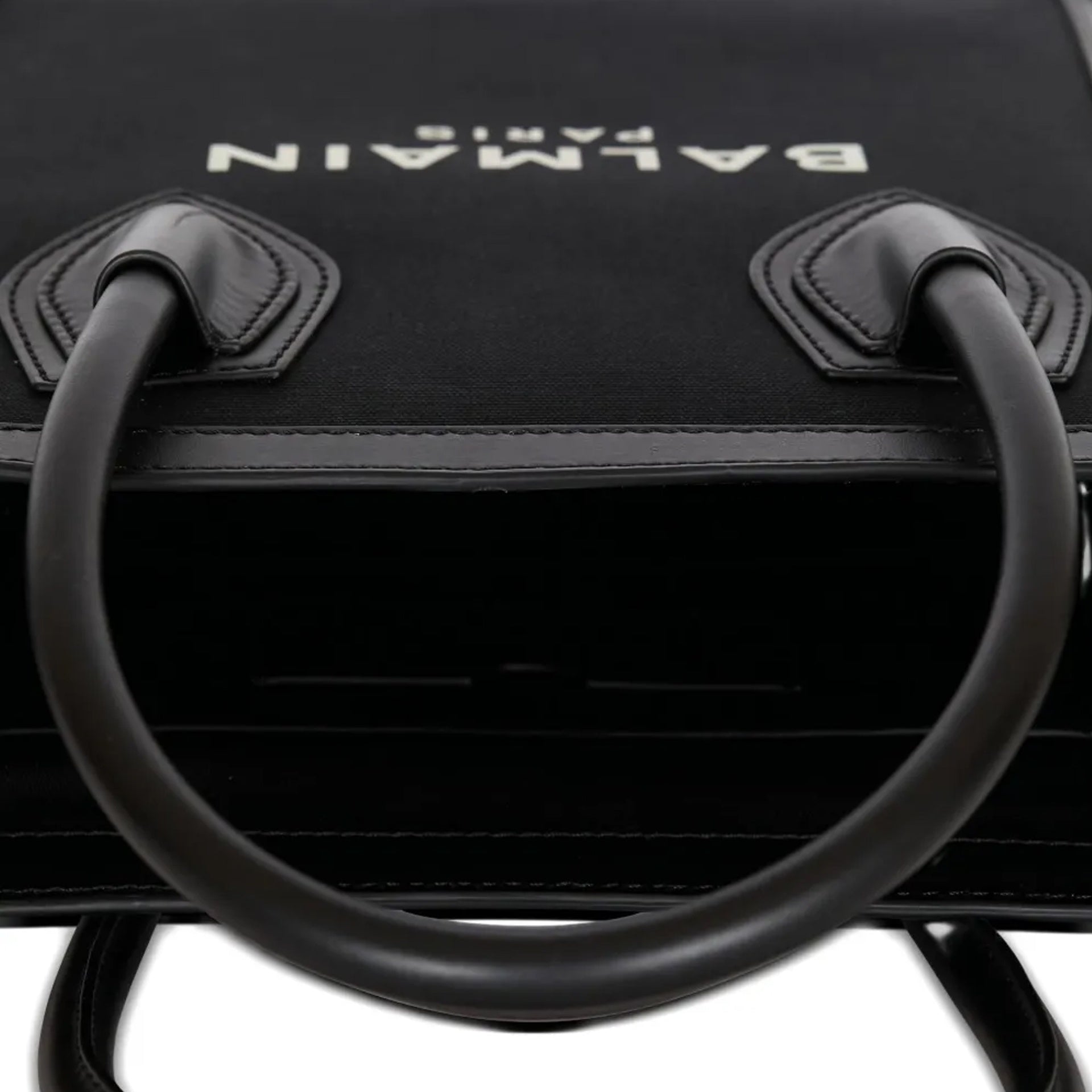 Leather-Trimmed Canvas Tote Bag Black Cotton