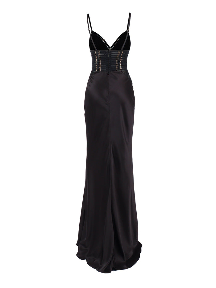 WOMEN�S DRESS Black Polyester Elastane Midi