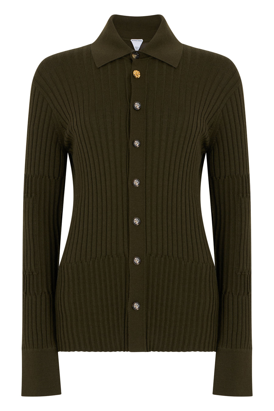 Ribbed Silk-Cashmere Top Khaki Shirt