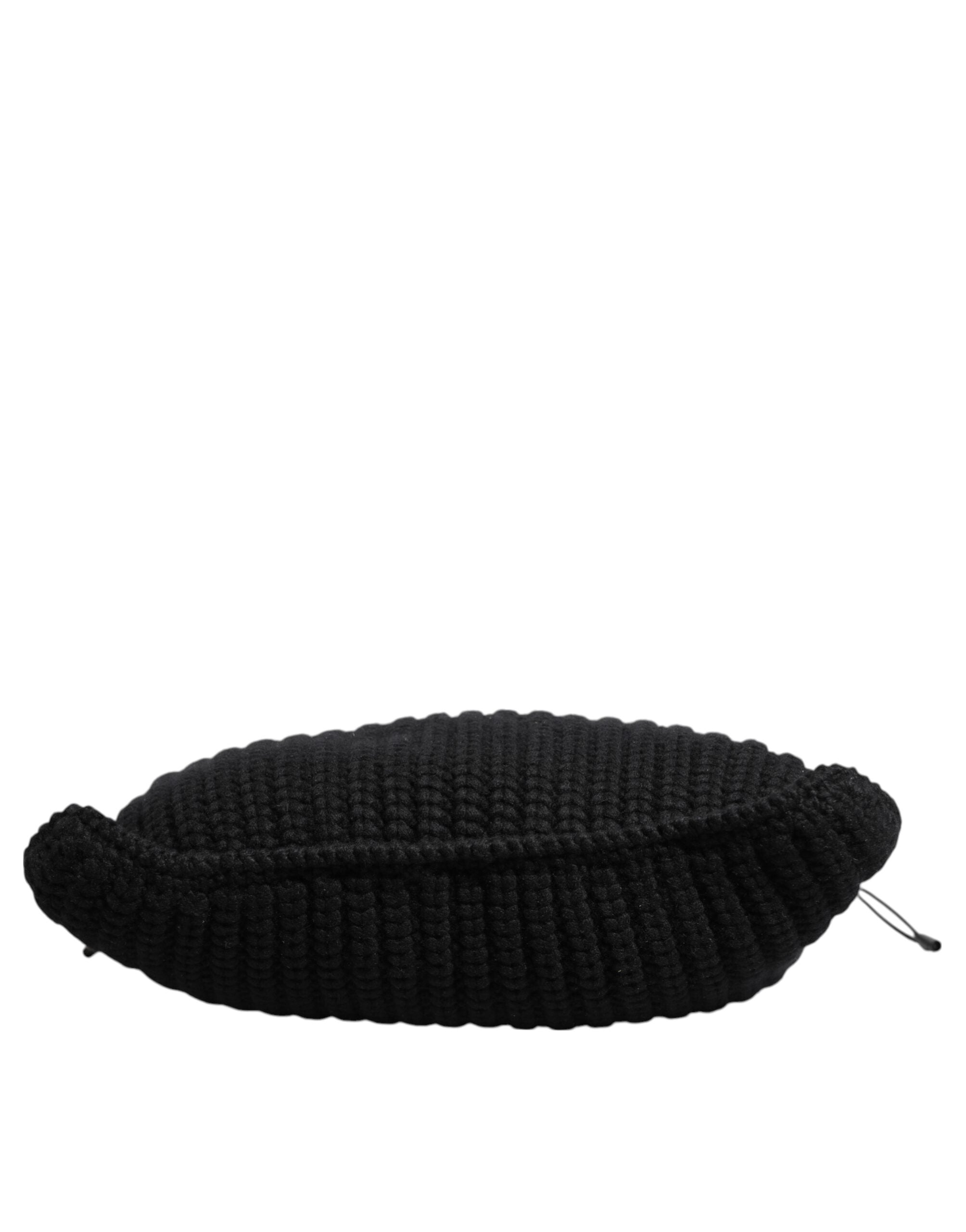 Black Cashmere Knitted Leather Shoulder Women Borse Bag Black- Lamb Calf